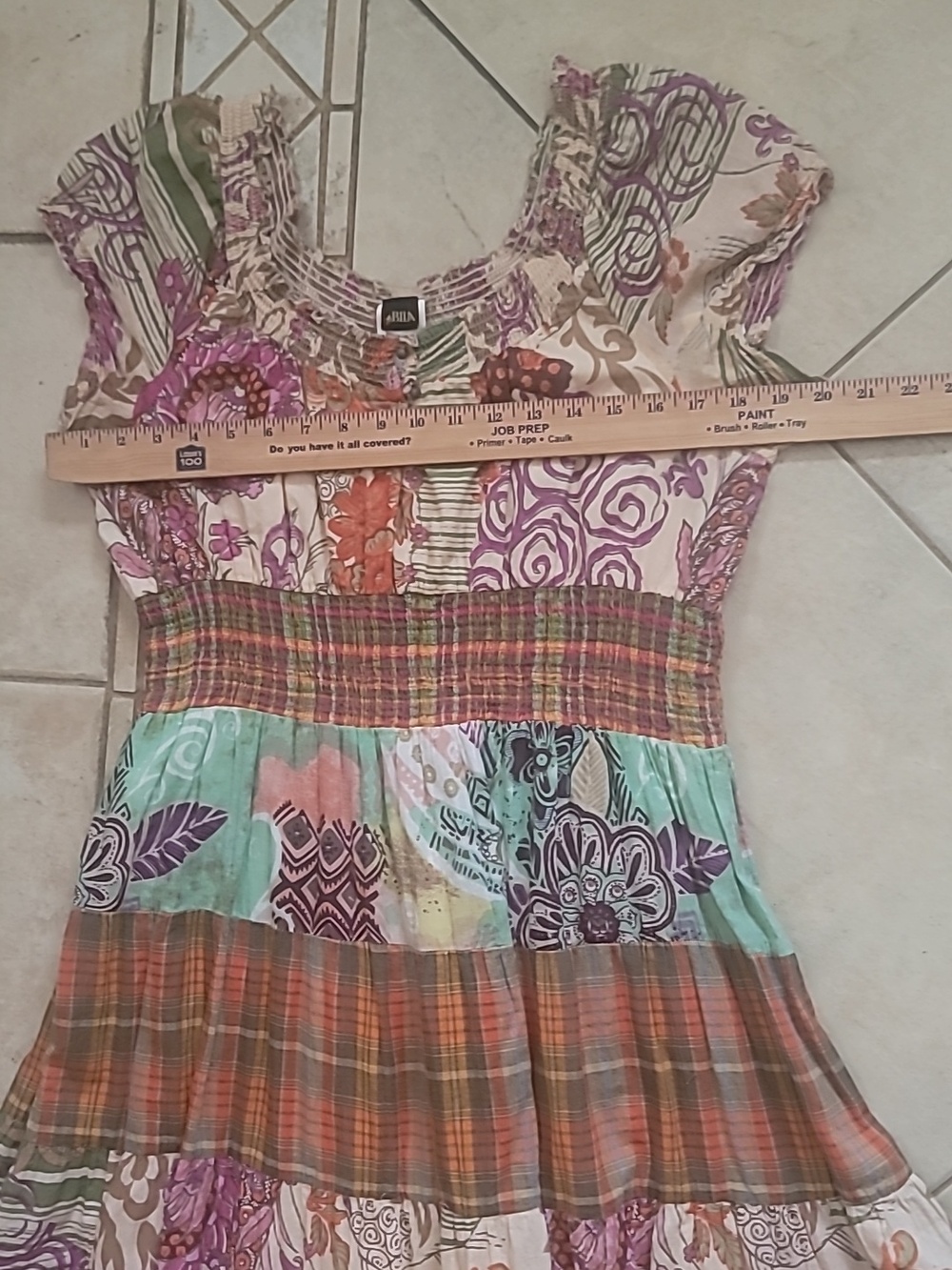 Boho Mix-Print Patchwork Maxi Dress in Multi-Colors Coastal Cowgirl  SZ L - Picture 11 of 16